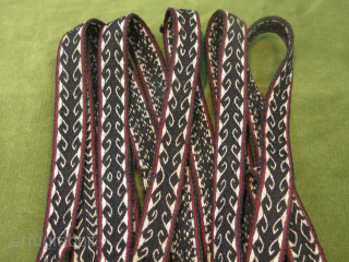 Konya Tauros Mountain Turkmen tent band pair. It is finely woven with angora and wool tassels. Great condition. Size: 4.28 m x 1.8 cm / 4.16 m x 2.5 cm (168" x  ...