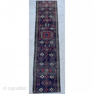 Fragment of a Large rare Baluch Rug - 20" x 84" - 52 x 213 cm. c. 1880               