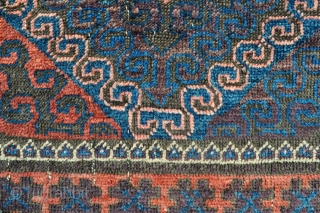 Baluch rug in good age and vintage, symmetrically knotted, no repairs, great colors, enlarge images to see the colors better or let me know and I'll be happy to email them to  ...
