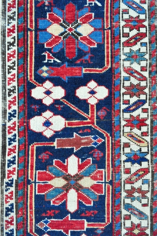 Fine Caucasian Kuba rug - 3’7 x 4’11  109 x 149 cm. Showing some wear as seen in the detail pictures, no repairs, reasonably priced.       