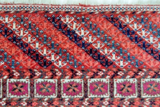 Tekke Turkmen Wedding Rug, great condition, full fluffy pile, lovely natural colors, just some old glue around the perimeter on the back but it seems to be removable. I have not tried  ...