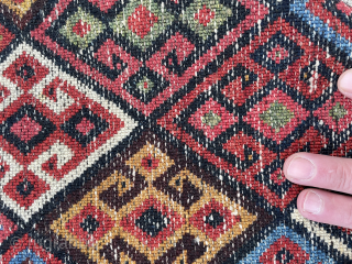 Spectacular Northwest Persian Kurdish Bagface with dripping colors and glossy wool - fine offset knotting on cotton warps - email mete@yorukruggallery.com for details and extra pictures       