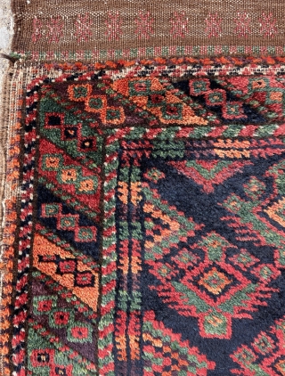 Colorful Baluch Balisht in full pile except some damage on the selvage - mete@yorukruggallery.com                   