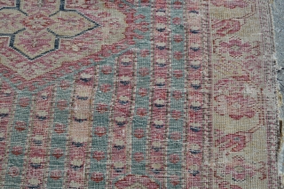 Ghordes Small rug or Yastik - West Anatolian - 19th c. - lazy lines, wool warps & cotton wefts. - 26" x 42" - 66 x 108 cm.     