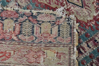 Ghordes Small rug or Yastik - West Anatolian - 19th c. - lazy lines, wool warps & cotton wefts. - 26" x 42" - 66 x 108 cm.     