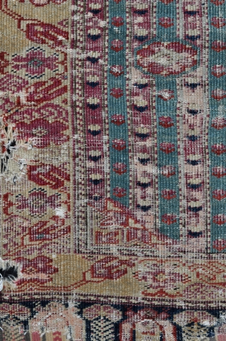 Ghordes Small rug or Yastik - West Anatolian - 19th c. - lazy lines, wool warps & cotton wefts. - 26" x 42" - 66 x 108 cm.     