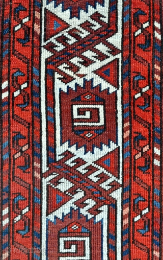 Yomud Turkmen Main Carpet with Dyrnak Guls design, great well drawn specious main border and very interesting rare minor borders with crested bird heads - circa 1850 - 6'2 x 9'7 ft.  ...