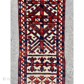 Yomud Turkmen Tentband Fragment - 19th c. -  great colors and wool, some old repairs and signs of gentle use, cotton highlights - 1'2 x 7'6 / 36 x 228  