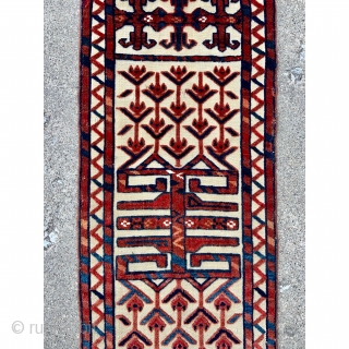 Yomud Turkmen Tentband Fragment - 19th c. -  great colors and wool, some old repairs and signs of gentle use, cotton highlights - 1'2 x 7'6 / 36 x 228  