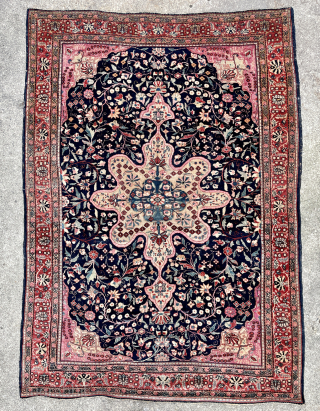 Antique Sarouk Rug - 4'1 x 5'8 ft. - not dry, soft and pliable - email - mete@yorukruggallery.com - good condition, some signs of use, not expensive      