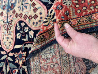 Antique Sarouk Rug - 4'1 x 5'8 ft. - not dry, soft and pliable - email - mete@yorukruggallery.com - good condition, some signs of use, not expensive      