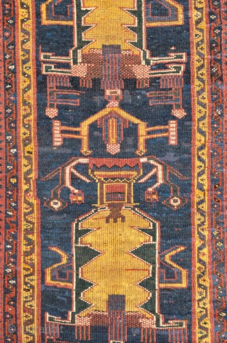 Antique Luri Tribal Persian rug – 4’10 x 8’0 – 147 x 243 cm. Late 19th century. Beautiful colors including a nice purple, yellow and green. Some old faded repairs mostly in  ...