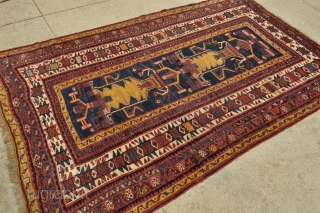 Antique Luri Tribal Persian rug – 4’10 x 8’0 – 147 x 243 cm. Late 19th century. Beautiful colors including a nice purple, yellow and green. Some old faded repairs mostly in  ...