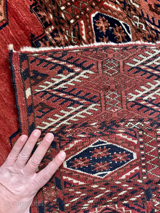 Turkmen Kizilayak Main carpet in great condition with velvety wool pile and tight weave. About 6’6 x 9’9 - 2 x 3 m. email yorukrugs@gmail.com - priced reasonably     