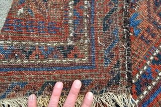 Baluch Rug - Great colors and floppy soft handle, feels rather old. - 2'4 x 3'11 / 71 x 119 cm            