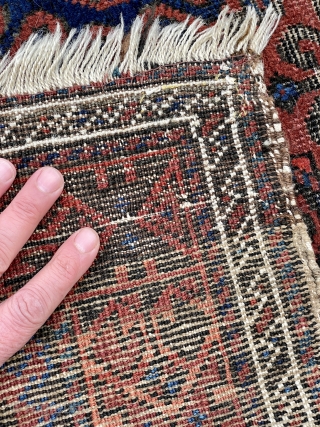 Baluch Rug with beautiful colors and not a very common drawing for an Arab group piece - original condition - mostly good pile, easily restorable if one so desires. - 34" x  ...