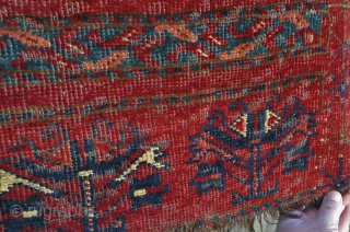 Very old Ersari Tribal large bedding bag/chuval quite possibly from early 1800. The close up images represent the color more accurately than the picture showing the whole thing. 66” x 38” -  ...