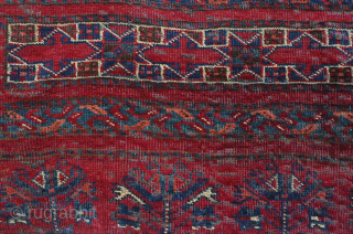 Very old Ersari Tribal large bedding bag/chuval quite possibly from early 1800. The close up images represent the color more accurately than the picture showing the whole thing. 66” x 38” -  ...