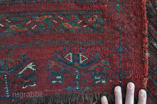 Very old Ersari Tribal large bedding bag/chuval quite possibly from early 1800. The close up images represent the color more accurately than the picture showing the whole thing. 66” x 38” -  ...