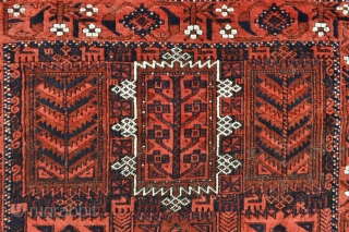 Timuri Baluch rug with Qalem Dani design, Goats and Beautiful border, interesting selvage finish - 3'7 x 6'11 - 107 x 210 cm.          