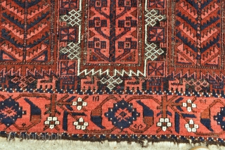 Timuri Baluch rug with Qalem Dani design, Goats and Beautiful border, interesting selvage finish - 3'7 x 6'11 - 107 x 210 cm.          