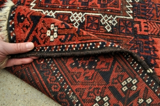 Timuri Baluch rug with Qalem Dani design, Goats and Beautiful border, interesting selvage finish - 3'7 x 6'11 - 107 x 210 cm.          