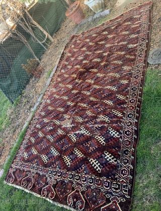 Large Turkmen Yomud Carpet - 7'0 x 11'5 / 215 x 350 cm.  has some old repairs, usable as is, priced accordingly. $950 plus shipping cost.      