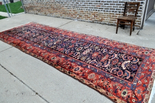 NW Persian Kurdish Long rug , glossy wool and colors, tight weave, great big old rug, cut and shut in length, the fringes are not original, have been added, offered reasonably as  ...