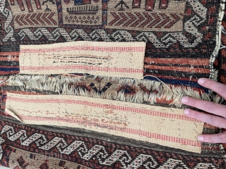 Unusually small Baluch Prayer Rug with camel field and powerful drawing. kilim ends backed with burlap - 2'2 x 3'6 - 66 x 107 cm.        