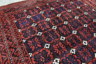 Baluch rug with Mina-Khani design. Woven circa 1900 in the Khorassan area of Northeast Persia. Soft silky wool pile. Great condition – 3’5 x 4’11 – 104 x 150 cm.   