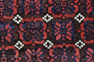 Baluch rug with Mina-Khani design. Woven circa 1900 in the Khorassan area of Northeast Persia. Soft silky wool pile. Great condition – 3’5 x 4’11 – 104 x 150 cm.   