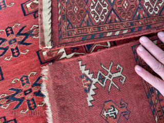 Fine Turkmen Ersari Kizilayak Chuval in excelent condition - extra pictures and price see link - https://www.yorukruggallery.com/shop/antique-rugs-kilims-carpets/antique-turkmen-rugs-chuvals-torbas-bags/turkmen-kizilayak-ersari-chuval-51-x-33-130-x-83-cm/                