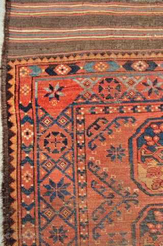 Early Ersari Main Carpet with 2 x 6 large Guls, nice long kilim ends, good variety of border & secondary filler motifs, worn but all original sides and ends, has no old  ...