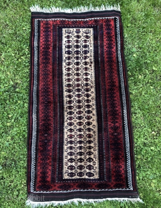 Super fine exceptional Baluch Prayer rug in mint condition! Check out the back!                    