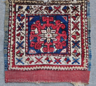 Bergama Heybe bag faces jointed to make a Yastik size rug. 19" x 33" - 48 x 84 cm.              