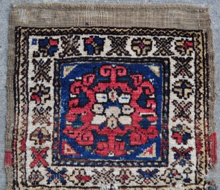 Bergama Heybe bag faces jointed to make a Yastik size rug. 19" x 33" - 48 x 84 cm.              