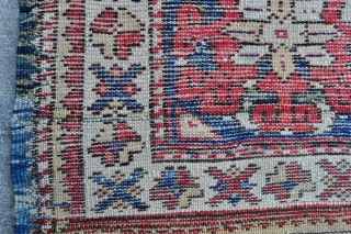 Bergama Heybe bag faces jointed to make a Yastik size rug. 19" x 33" - 48 x 84 cm.              