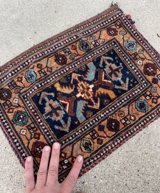 Beautiful little Afshar Chanteh/ Bag complete with kilim back - all original, Washed and clean alas old glue residue on the back of the kilim that should come out with proper cleaning!  ...