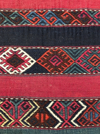 Antique Southeast Anatolian Kilim, Well preserved! Top quality silky smooth wool and well saturated natural colors - 5'1 x 10'5 - 155 x 318 cm.        