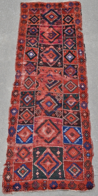 East Anatolian Rug with some cotton pile and great colors - 4'0 x 10'5 ft. - 122 x 318 cm.             