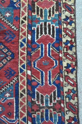 Ersari Beshir Main Carpet - about 5'3 x 9'9 - 160 x 298 cm. - scattered old repairs, some wear, low even pile, floor usable, reasonable, great colors and design.   