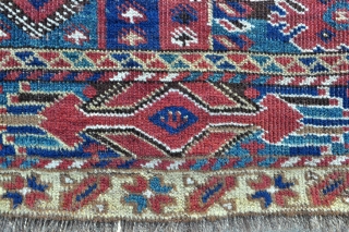 Ersari Beshir Main Carpet - about 5'3 x 9'9 - 160 x 298 cm. - scattered old repairs, some wear, low even pile, floor usable, reasonable, great colors and design.   