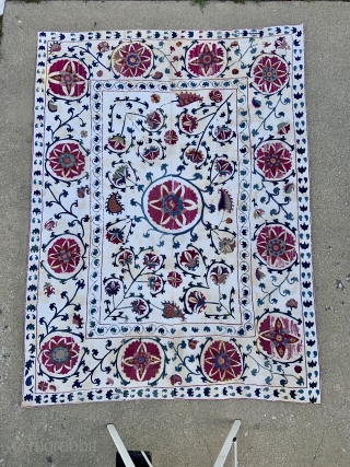 Central Asian Uzbek Suzani - 19th c. - 5'2 x 6'10 / 158 x 212 cm                 