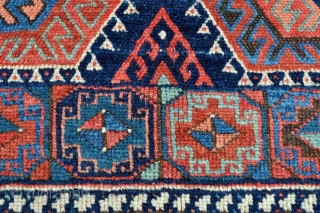 Colorful Kurdish rug of the Jaff/Sanjabi group from Northwest Persia - 4’9 x 7’4 ft. – 144 x 223 cm.             