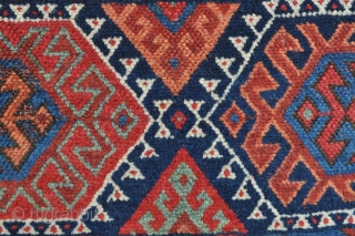 Colorful Kurdish rug of the Jaff/Sanjabi group from Northwest Persia - 4’9 x 7’4 ft. – 144 x 223 cm.             