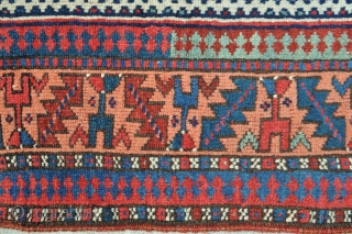 Colorful Kurdish rug of the Jaff/Sanjabi group from Northwest Persia - 4’9 x 7’4 ft. – 144 x 223 cm.             