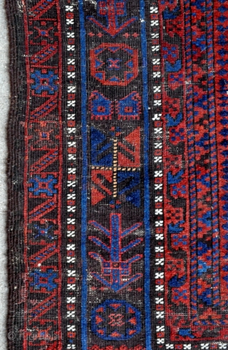 Exceptional Timuri Baluch rug with complete Kilim ends - 4'1 x 6'10 ft. - 125 x 208 cm.               