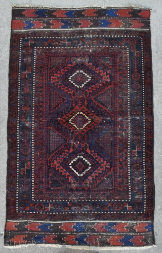 Exceptional Timuri Baluch rug with complete Kilim ends - 4'1 x 6'10 ft. - 125 x 208 cm.               