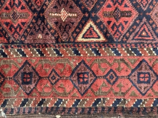 Baluch Rug tightly woven using top quality velvet like wool with gloving colors. Smooth silky subtle handle, hard to capture in photographs but the close up detail might give a hint -  ...