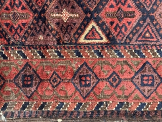 Baluch Rug tightly woven using top quality velvet like wool with gloving colors. Smooth silky subtle handle, hard to capture in photographs but the close up detail might give a hint -  ...